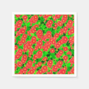 Servilleta De Papel Poinsettias Rojas y Holly Verde
