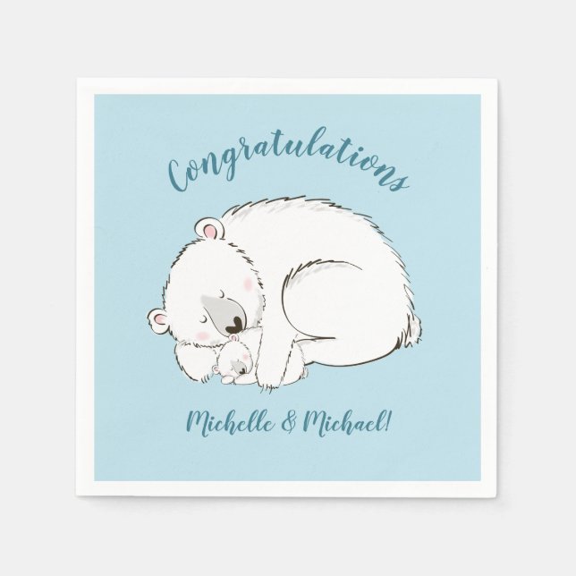 Servilleta De Papel Polar Bear Baby Shower (Anverso)