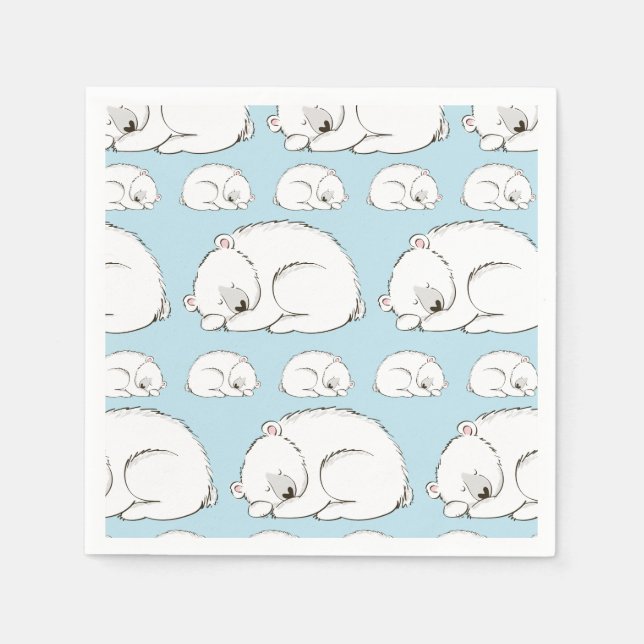 Servilleta De Papel Polar Bear Baby Shower Winter Boy Blue (Anverso)