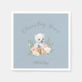 Servilleta De Papel Polar Bear Boy Blue Baby Shower Napkins