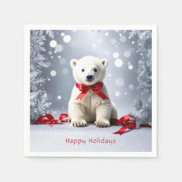 Servilleta De Papel Polar Bear Christmas Holiday Napkin