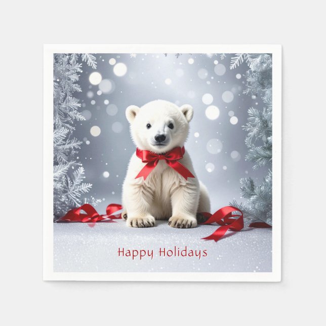 Servilleta De Papel Polar Bear Christmas Holiday Napkin (Anverso)