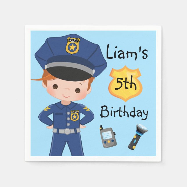 Servilleta De Papel Policía de niños policía Partido del Cumpleaños de (Anverso)