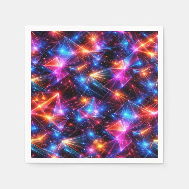 Servilleta De Papel Polígono de neón abstracto con explosiones (Anverso)