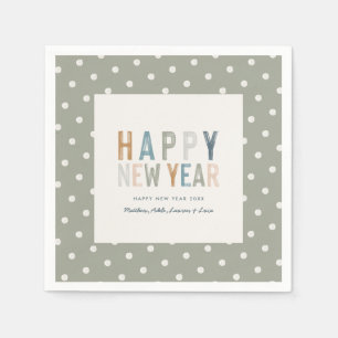 Servilleta De Papel Polka dot de Año Nuevo gráfico moderno