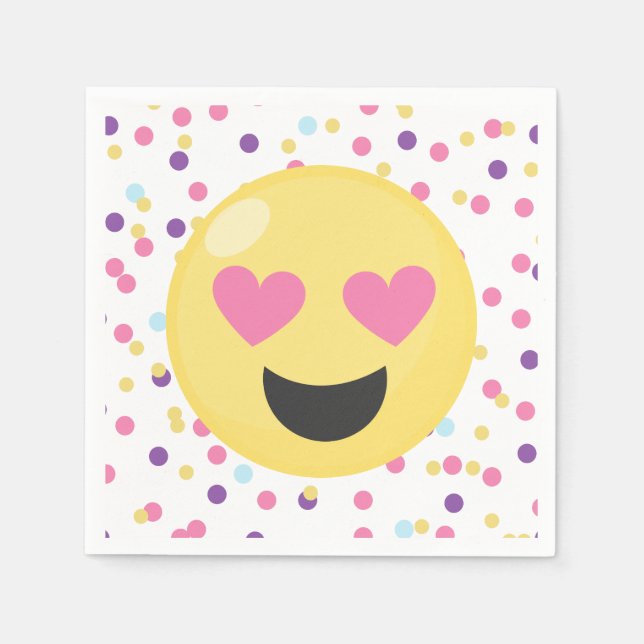 Servilleta De Papel Polka Dot Love Emoji Papel Fiesta Napkins (Anverso)
