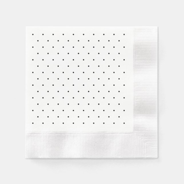 Servilleta De Papel Polka Dot Personalizado Blanco Y Negro (Anverso)