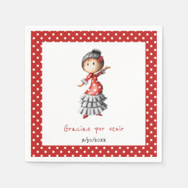 Servilleta De Papel Polka Dot Rojo Español Embarazada Sevillana
