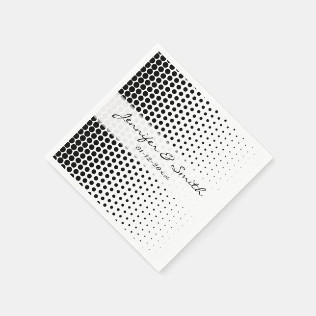 Servilleta De Papel Polka negro con puntos blancos modernos (Borde)