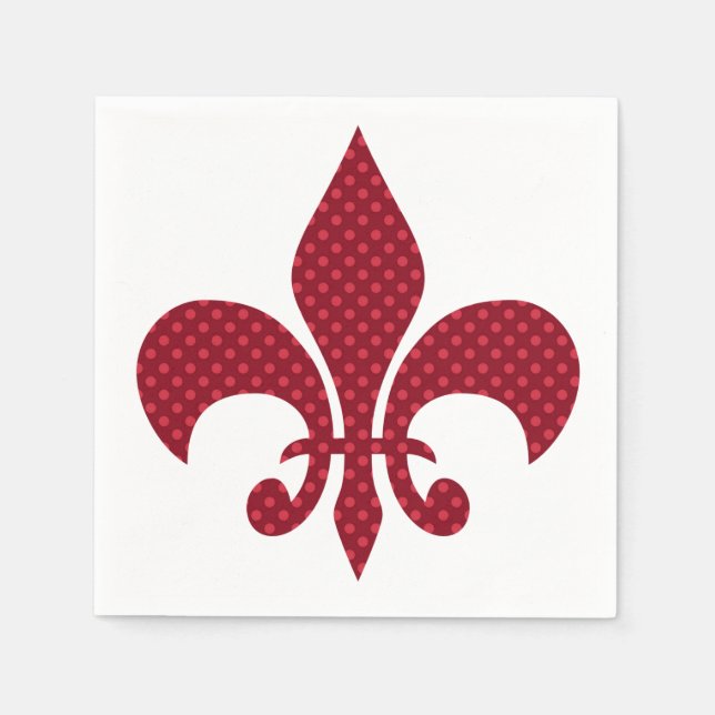 Servilleta De Papel Polka Rojo Dot Fleur de Lis (Anverso)