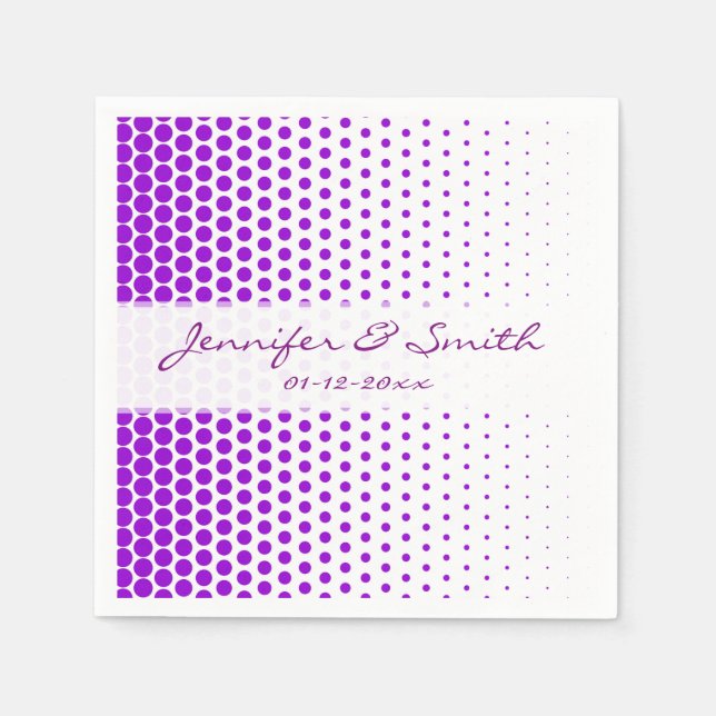Servilleta De Papel Polka violeta con puntos blancos modernos (Anverso)