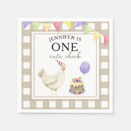 Servilleta De Papel Pollito acuarela cumpleaños 1