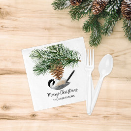 Servilleta De Papel Pollo acuarela en la Navidad de Pinecone Merry