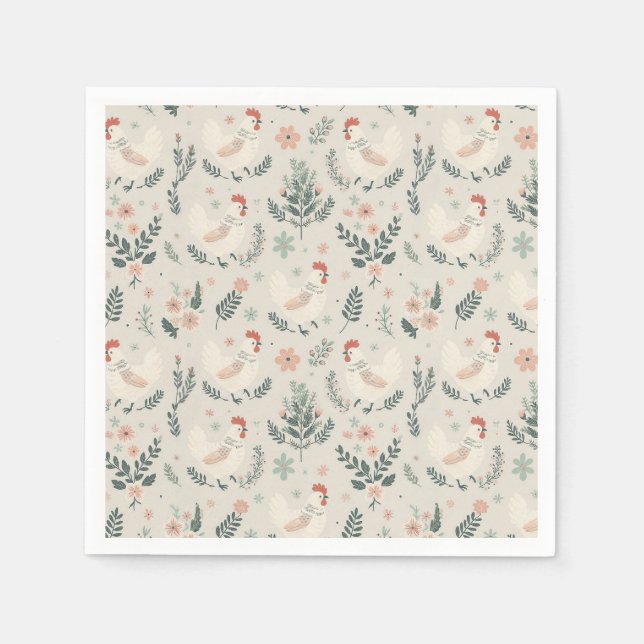 Servilleta De Papel Pollo en el jardín (Anverso)