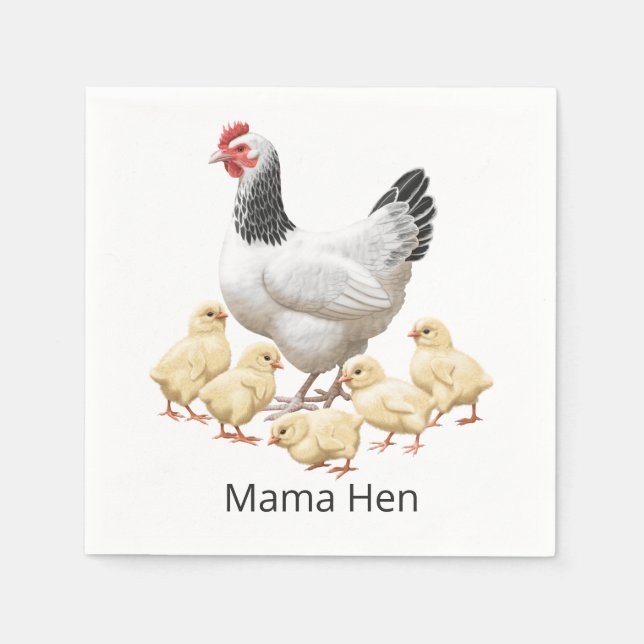 Servilleta De Papel Pollo Sussex Mama Hen y Chicas (Anverso)