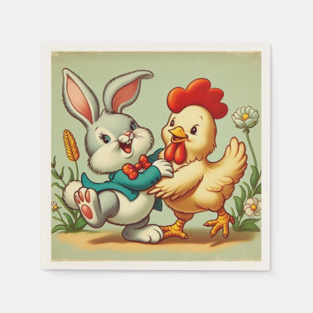 Servilleta De Papel Pollo y conejo personalizado de carne (Anverso)