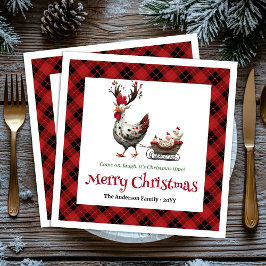Servilleta De Papel Pollos Divertidos Clásicos Personalizados Navidad 