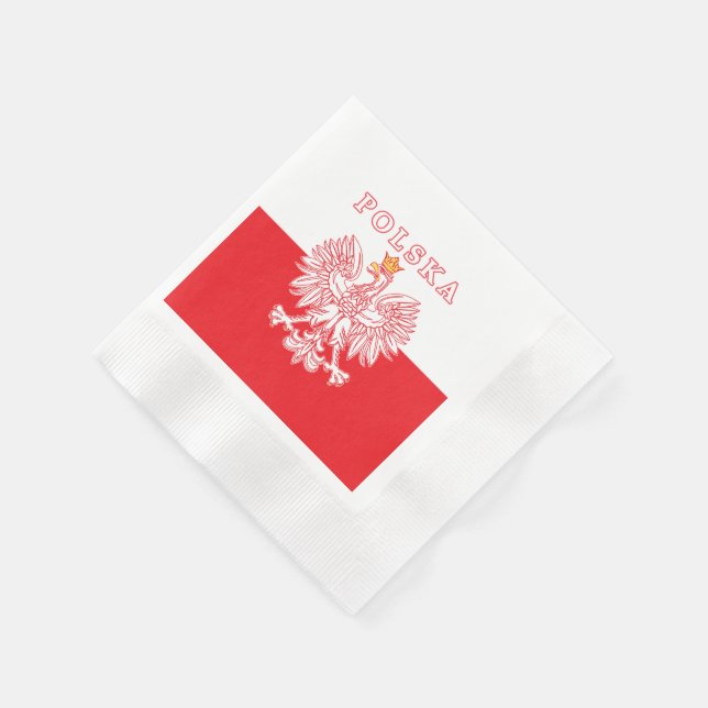 Servilleta De Papel Polska Con Águila Polaca Roja (Borde)