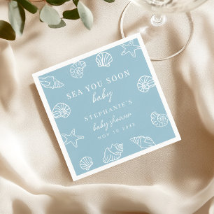 Servilleta De Papel Polvo Azul Mar Pronto Costa Playa Baby Shower