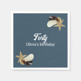 Servilleta De Papel Polvoriento azul costa minimalista 40 cumpleaños