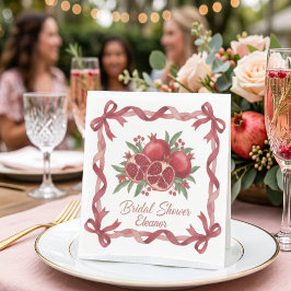 Servilleta De Papel Pomegranate & Coral Ribbon Bridal Shower Napkins
