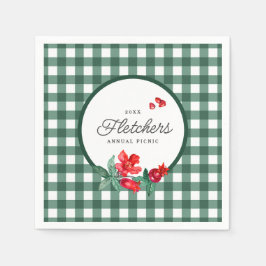 Servilleta De Papel Pomegranate y Green Gingham Personalizado