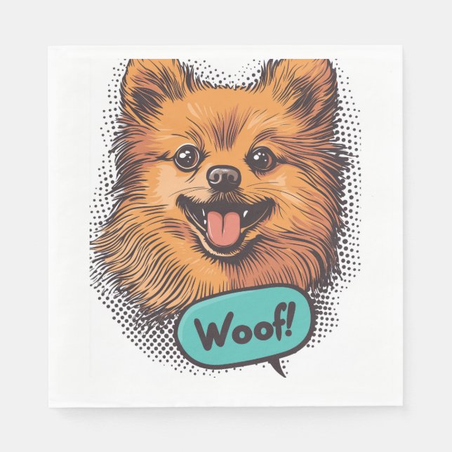Servilleta De Papel Pomerania de Pop Art � Perro Cómico Retro (Anverso)