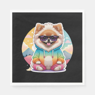 Servilleta De Papel Pomerania genial con sudadera arcoíris