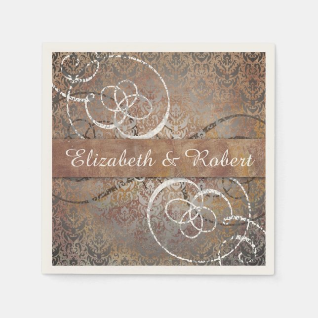 Servilleta De Papel Pompei Damask Elegante Boda Toscana Antiguo (Anverso)