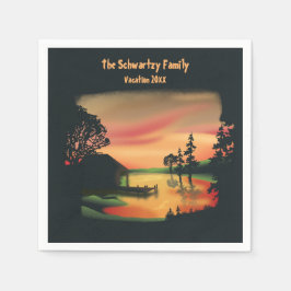 Servilleta De Papel Pontón de puesta de sol de laguna de época escapa 