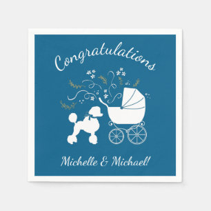 Servilleta De Papel Poodle Baby Shower Blue