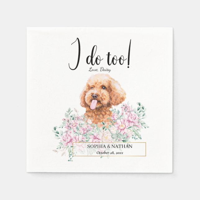 Servilleta De Papel Poodle Doodle Perro Boda Cocktail Napkins (Anverso)