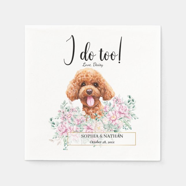 Servilleta De Papel Poodle Doodle Perro Boda Cocktail Napkins (Anverso)