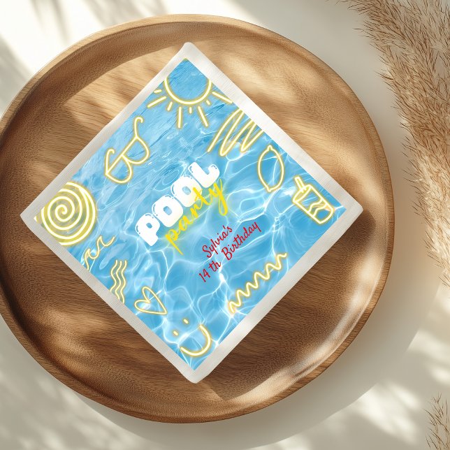 Servilleta De Papel Pool summer neon vibes birthday party (Subido por el creador)