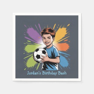 Servilleta De Papel Pop Art Boy Soccer Player Birday Bash