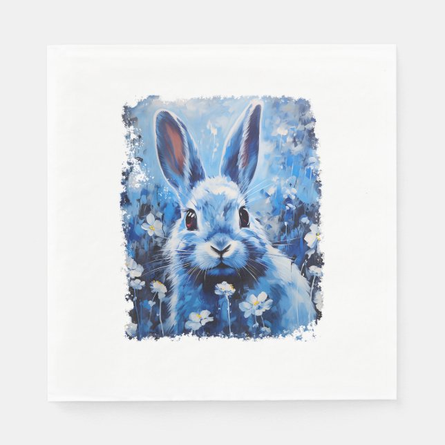 Servilleta De Papel Pop Art Colorous Bunny Rabbit Blue (Anverso)