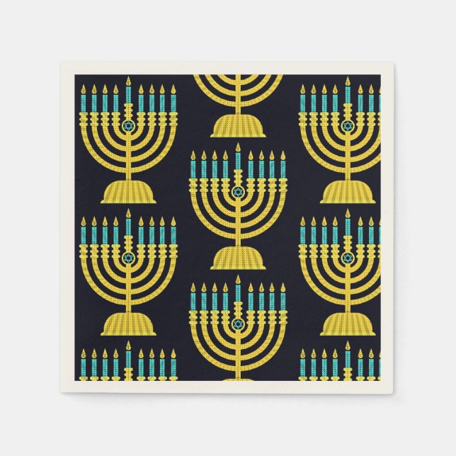 Servilleta De Papel Pop Art Menorah Napkins (Anverso)