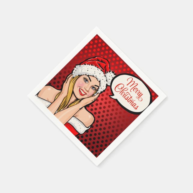 Servilleta De Papel Pop Art Merry Nochebuena Coctail Napkins (Borde)