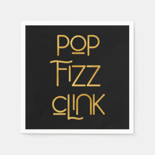 Servilleta De Papel Pop Fizz Clink Elegante Tipografía Cumpleaños