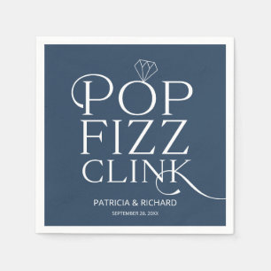 Servilleta De Papel Pop Fizz Clink Engagement Party Blue