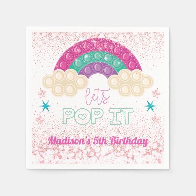 Servilleta De Papel Pop it Birday Rainbow personalizado (Anverso)