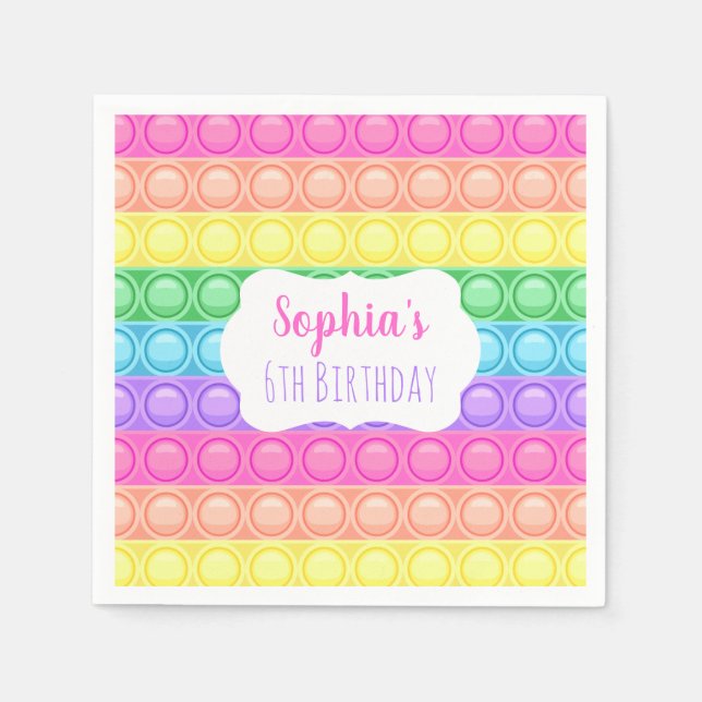 Servilleta De Papel Pop It Birthday Party Napkins, Chica Cumpleaños (Anverso)