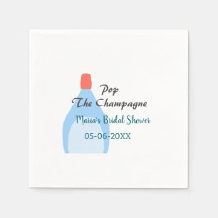 Servilleta De Papel Pop la ducha azul de novia Champagne marca la fech
