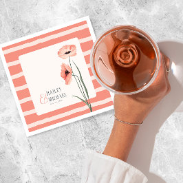 Servilleta De Papel Poppies de flores de coral