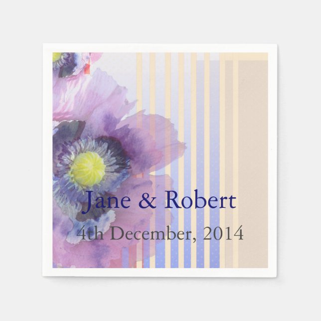 Servilleta De Papel Poppies En Boda De Acuarela (Anverso)