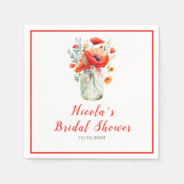 Servilleta De Papel Poppies rojos Mason Jar Bridal Shower
