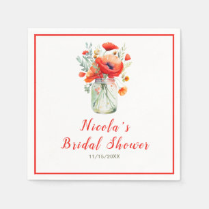 Servilleta De Papel Poppies rojos Mason Jar Bridal Shower