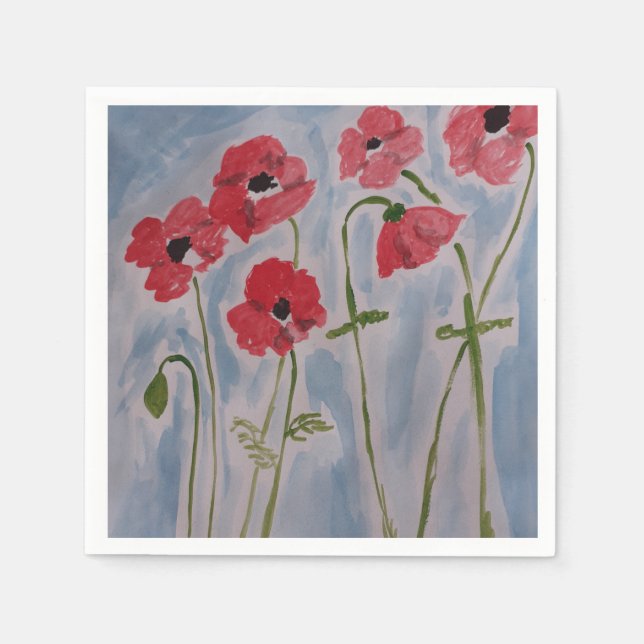 Servilleta De Papel Poppies rojos salvajes (Anverso)