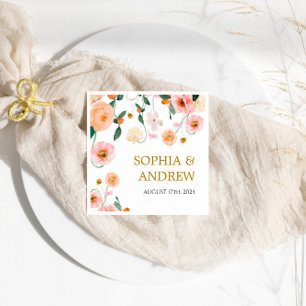 Servilleta De Papel Poppies rosados Flores Bodas Napkins