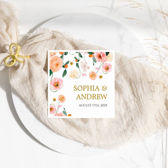 Servilleta De Papel Poppies rosados Flores Bodas Napkins (Subido por el creador)